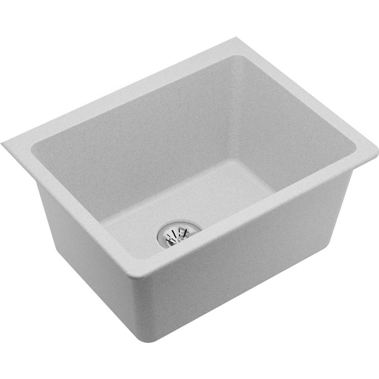 White Quartz 25" Undermount Single Bowl Kitchen Sink