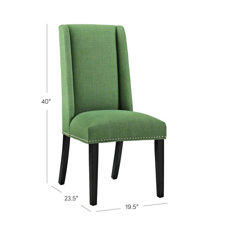 Kelly Green Upholstered Parsons Side Chair with Wood Legs