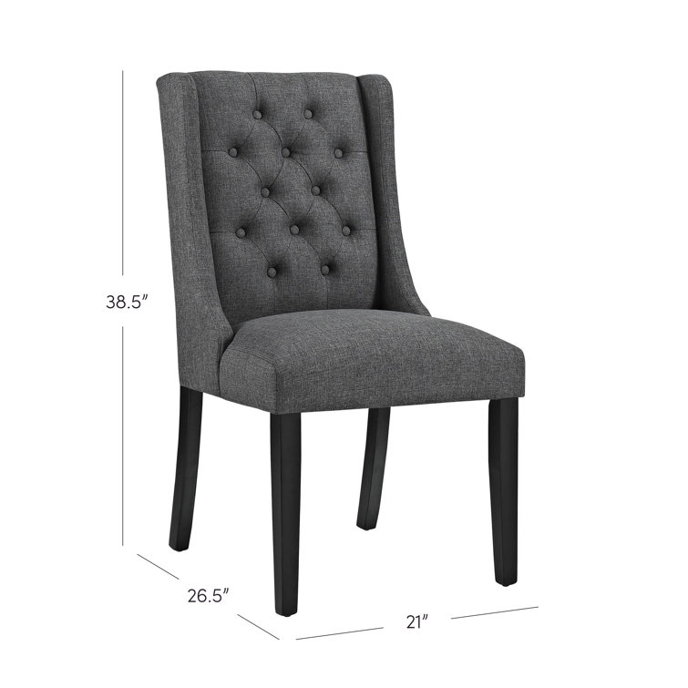 Gray Upholstered Wood Parsons Side Chair with Tufted Embellishment