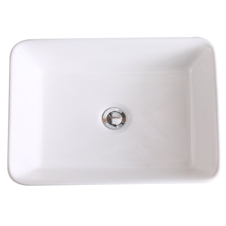 White 18.75" Rectangular Ceramic Vessel Sink