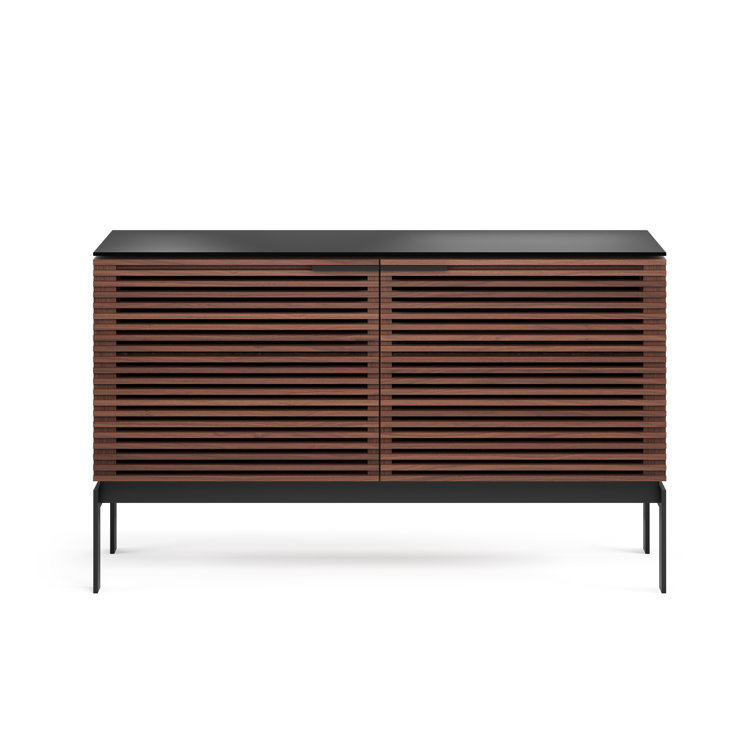 Chocolate Stained Walnut Media Console with Cabinet