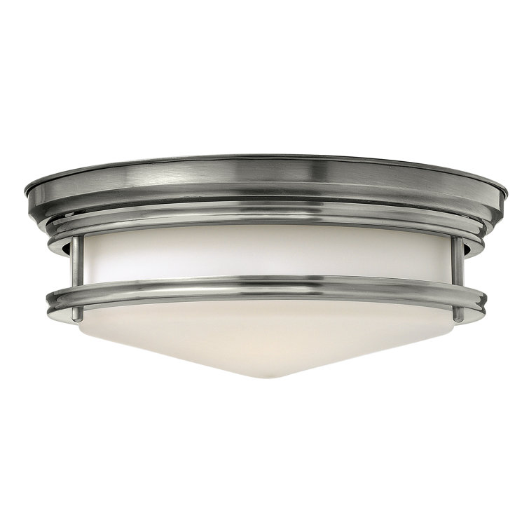 Hadley Etched Opal Glass 3-Light 14" Antique Nickel Flush Mount