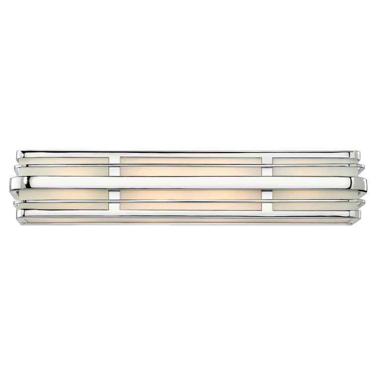 Winton 37.25" Chrome Vanity Light with White Etched Glass Panels