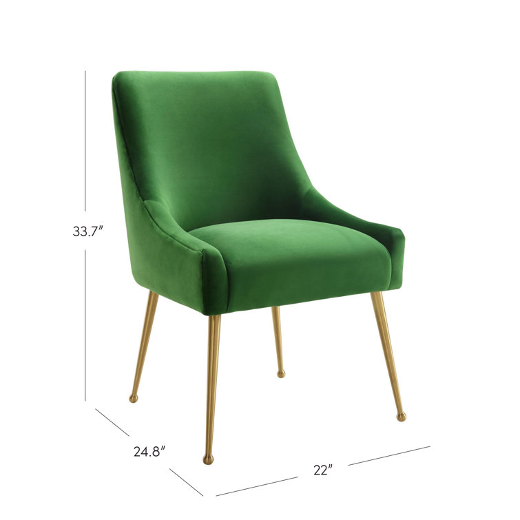 Elegant Green Velvet Upholstered Side Chair with Gold Metal Legs