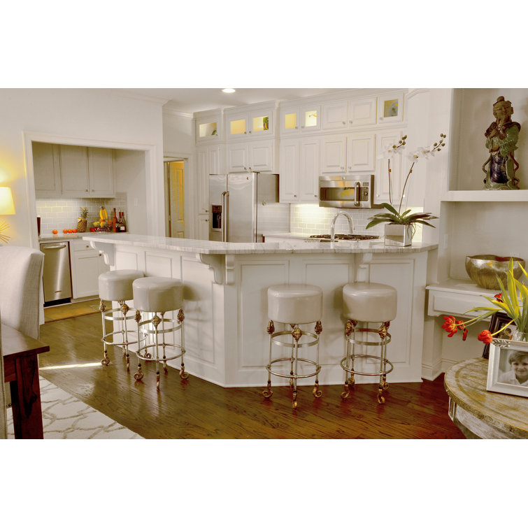 Putty Leather and Metal Backless Counter Stool