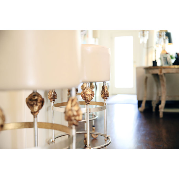 Putty Leather and Metal Backless Counter Stool