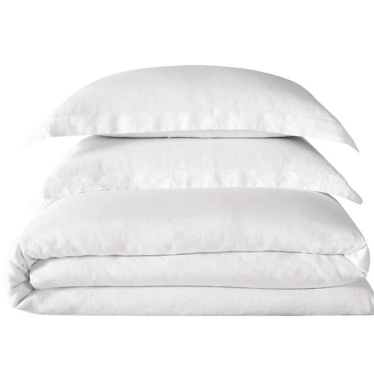 White Linen Full/Queen 3-Piece Duvet Cover Set