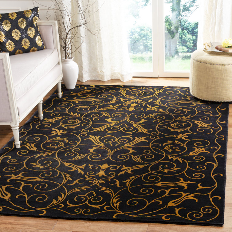 Hand-Knotted Chocolate Wool and Silk 6' x 9' Area Rug