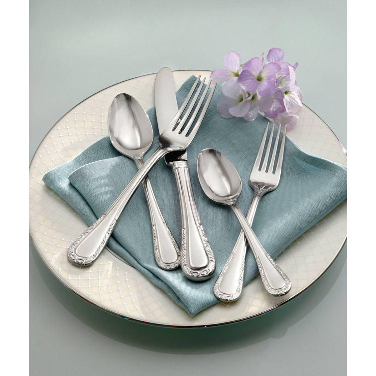 Lenox Venetian Lace 5 Piece 18/10 Stainless Steel Flatware Set, Service for 1