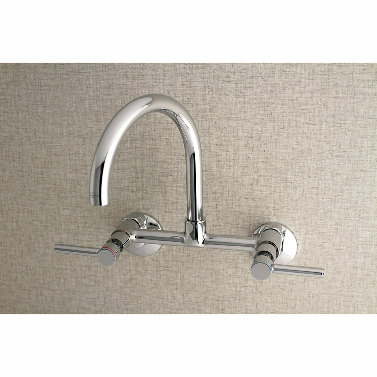 Concord Polished Chrome Wall Mount Kitchen Faucet with Lever Handles