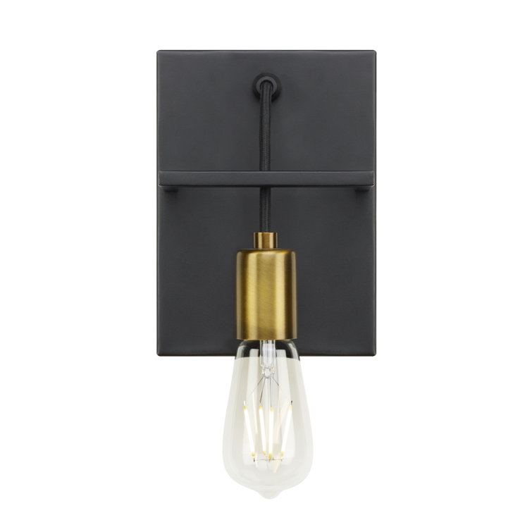 Tae 8" Contemporary Black and Aged Brass Dimmable Wall Sconce