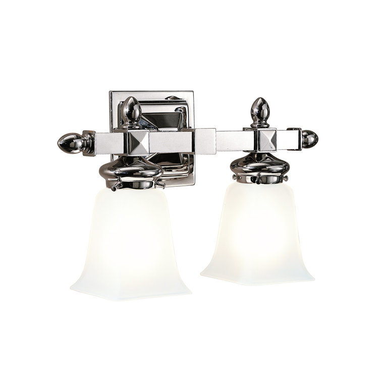 Polished Nickel Frosted Glass 2-Light Vanity Fixture