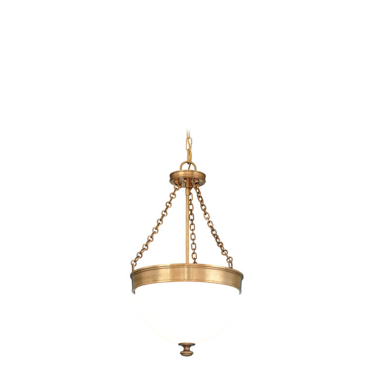 Barrington Aged Brass 3-Light Pendant with Opal Glass Bowl