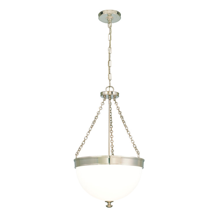 Elegant 3-Light Polished Nickel Pendant with Opal Glass Bowl