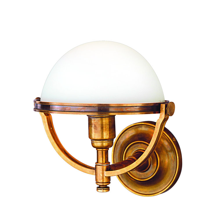 Aged Brass and Opal Matte Glass Wall Sconce