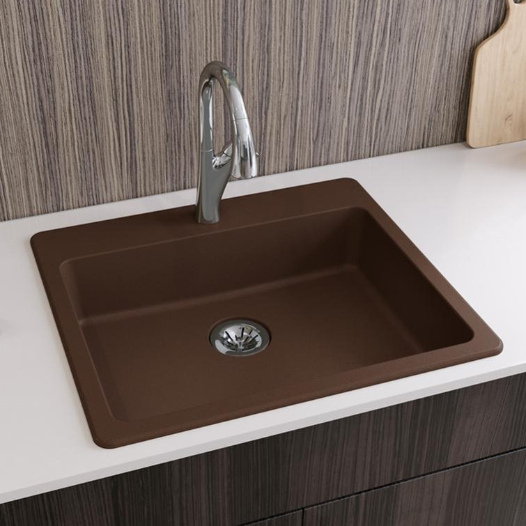 Mocha Quartz Classic Single Bowl Drop-In Kitchen Sink