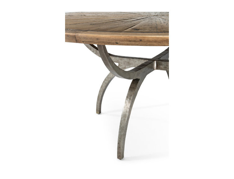 Echo Oak Finish Contemporary Round Reclaimed Wood Dining Table