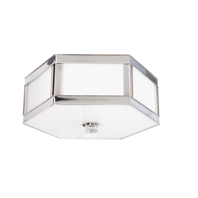 Polished Nickel and Glass 3-Light Flush Mount Fixture