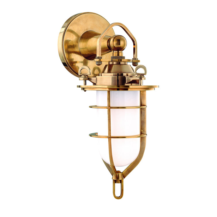 New Canaan Aged Brass 1-Light Bathroom Sconce with Opal Glass Shade