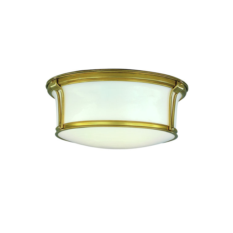 Aged Brass and Glossy Glass 2-Light Flush Mount