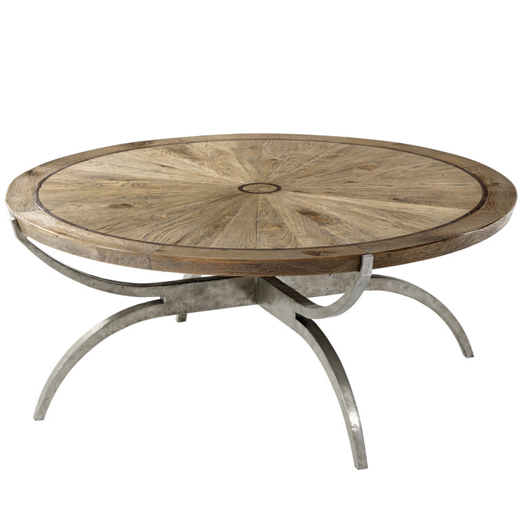 Echoes Round Oak Wood Coffee Table with Aluminum Base