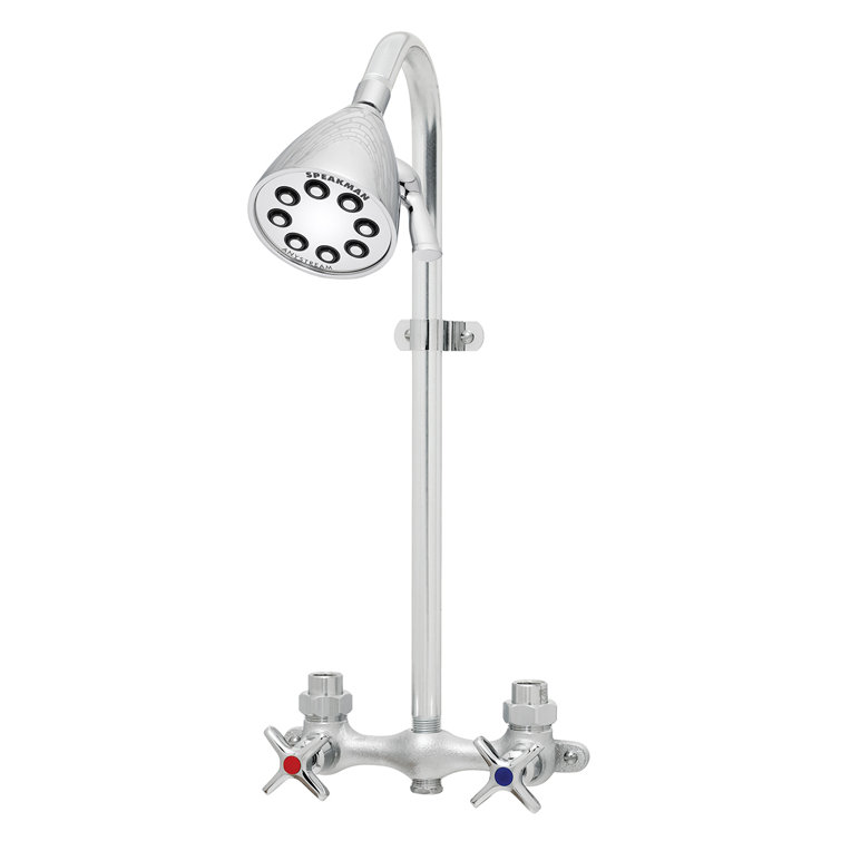Polished Chrome Brass Wall Mounted Shower System with 8-Jet Head