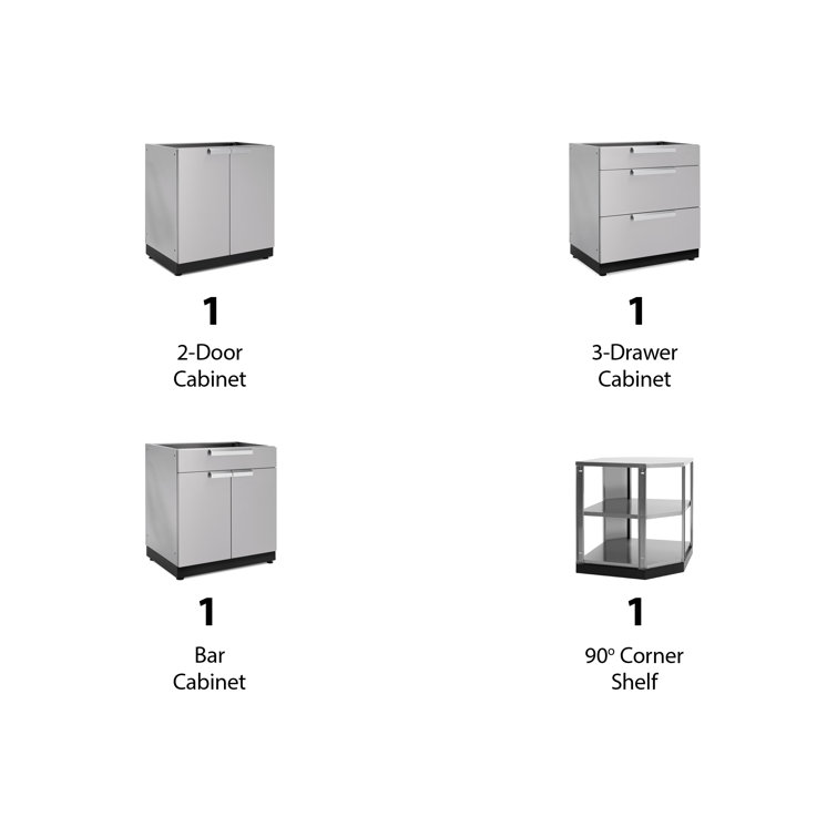 Stainless Steel 4-Piece Outdoor Kitchen Cabinet Set