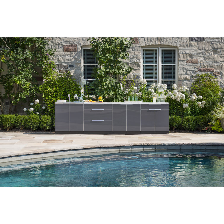 Slate Gray Aluminum 64" Modular Outdoor Kitchen Cabinet Set