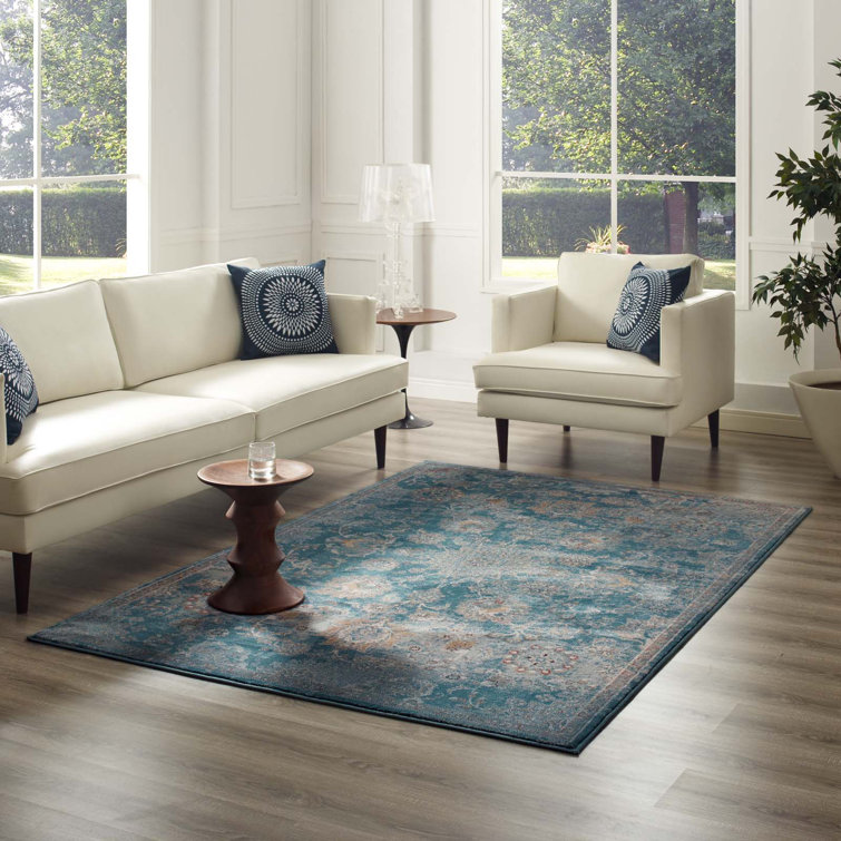 Cynara Distressed Floral Medallion 8x10 Red Beige Synthetic Area Rug