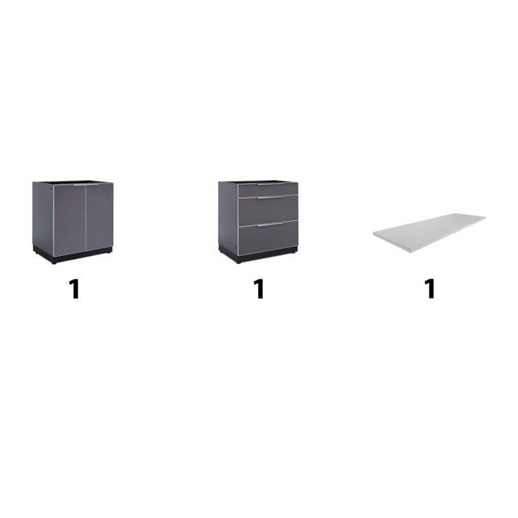 Slate Gray Aluminum 64" Modular Outdoor Kitchen Cabinet Set