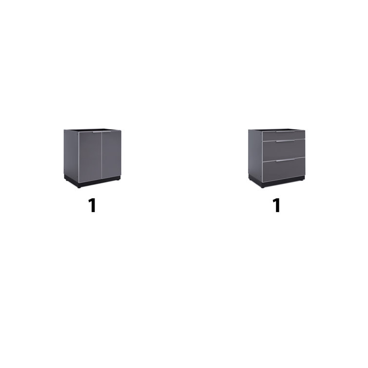 Slate Gray Aluminum 64" Modular Outdoor Kitchen Cabinet Set