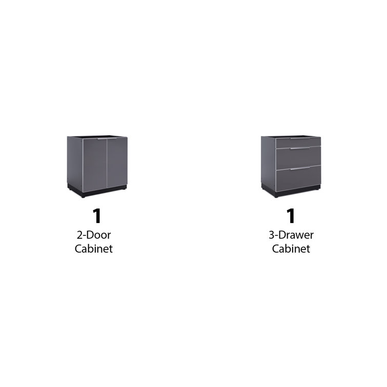 Slate Gray Aluminum 64" Modular Outdoor Kitchen Cabinet Set
