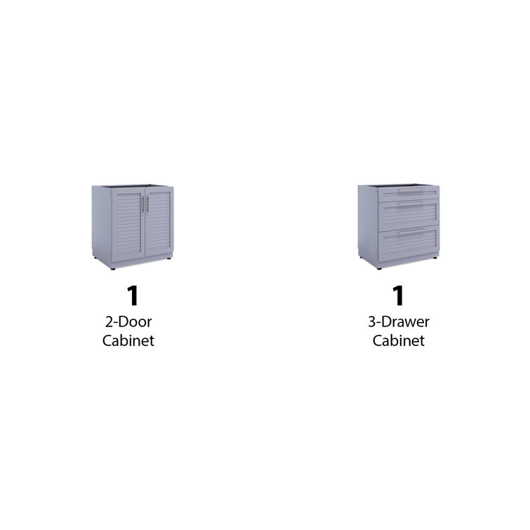 Slate Gray Aluminum 64" Modular Outdoor Kitchen Cabinet Set