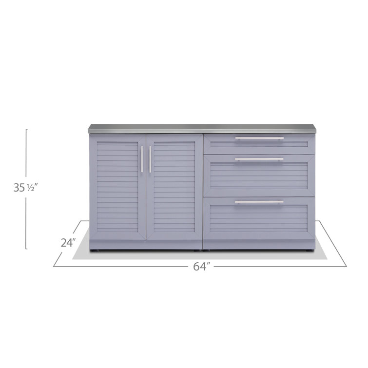 Slate Gray Aluminum 64" Modular Outdoor Kitchen Cabinet Set