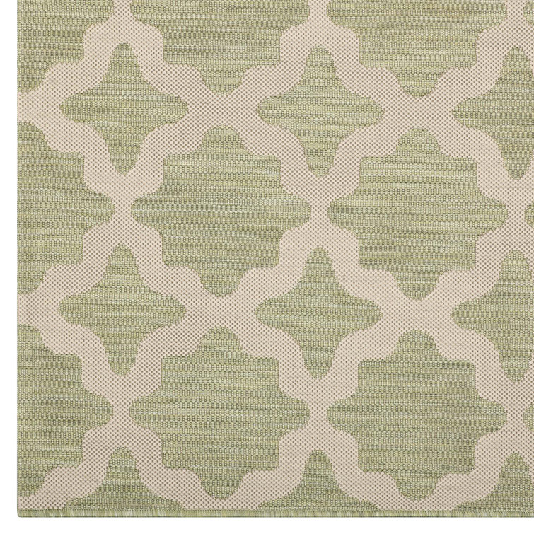 Beige & Light Green 8' x 10' Trellis Synthetic Area Rug