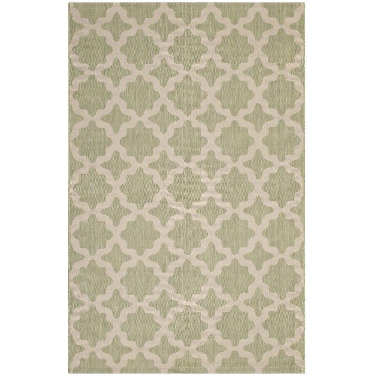 Beige & Light Green 8' x 10' Trellis Synthetic Area Rug