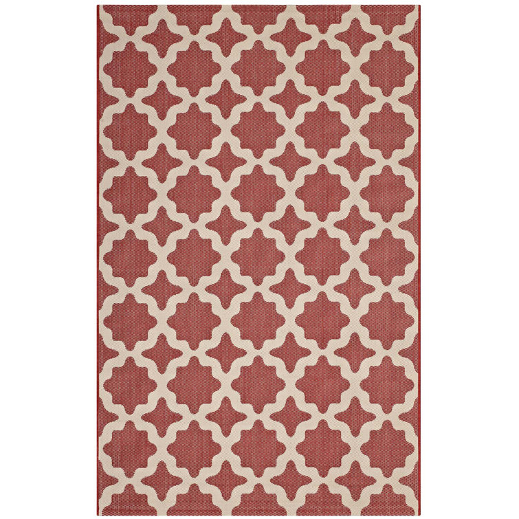 Cerelia Moroccan Trellis 5' x 8' Red and Beige Synthetic Area Rug
