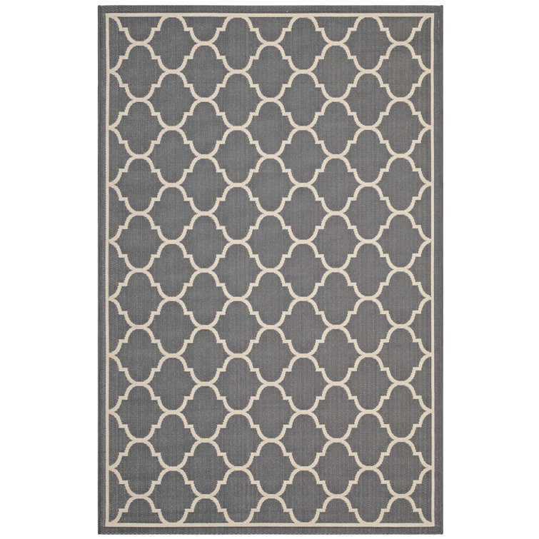 Avena 8' x 10' Gray and Beige Synthetic Trellis Area Rug