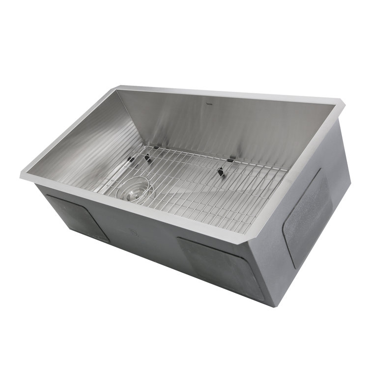 32'' Satin Stainless Steel Undermount Single Bowl Kitchen Sink