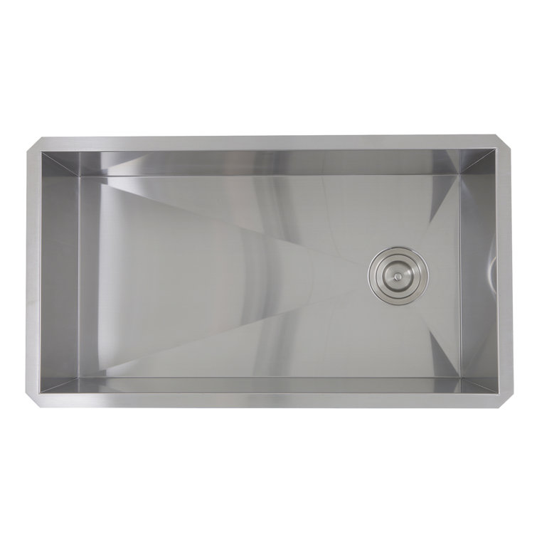 32'' Satin Stainless Steel Undermount Single Bowl Kitchen Sink
