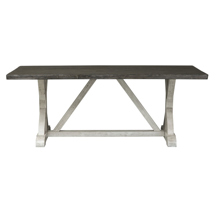 Rustic White and Charcoal Reclaimed Wood Rectangular Dining Table