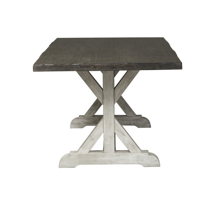 Rustic White and Charcoal Reclaimed Wood Rectangular Dining Table