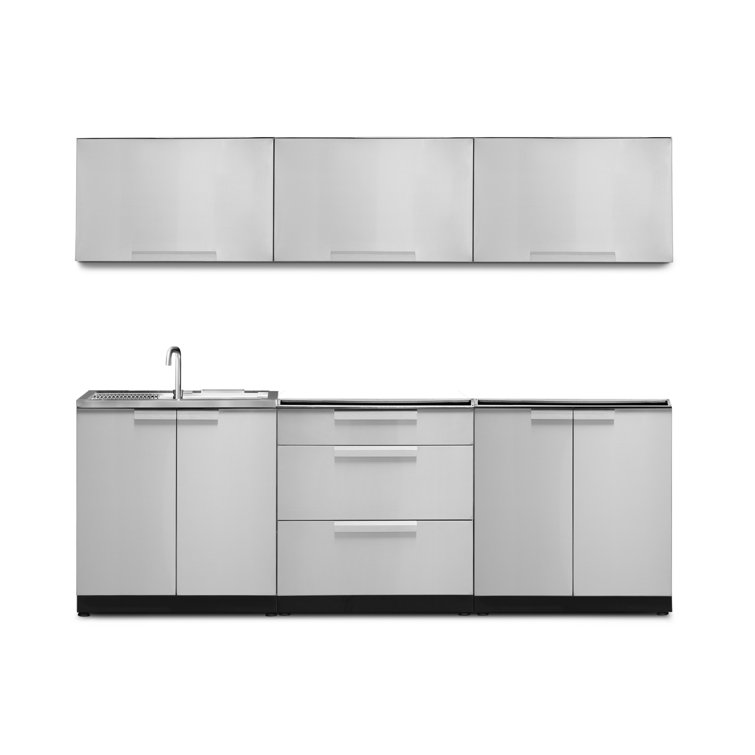 Stainless Steel 96" Outdoor Kitchen Cabinet Set with Sink