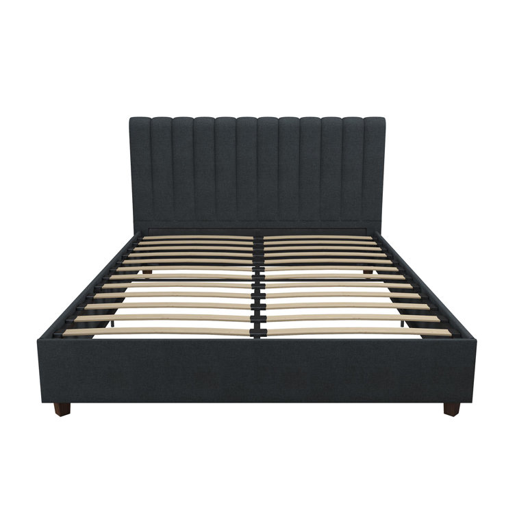 Elegant Queen-Sized Brittany Platform Bed with Tufted Linen Upholstery