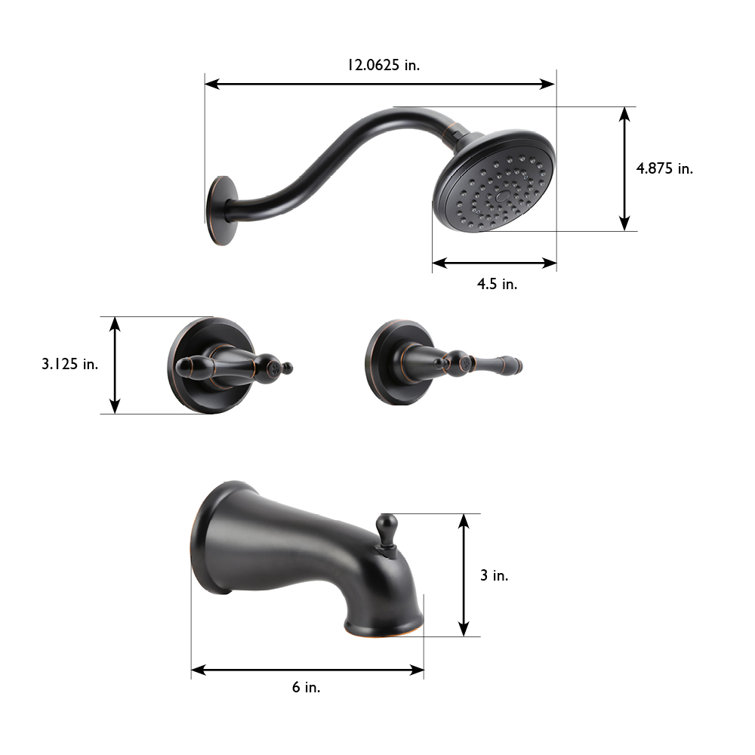 Oakmont Oil Rubbed Bronze Dual Handle Tub and Shower Faucet