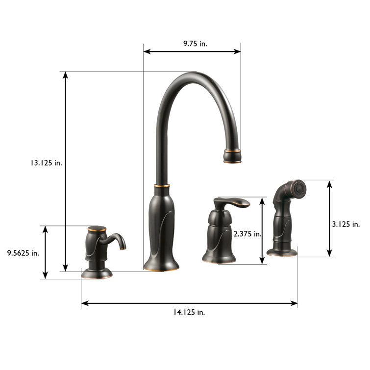 Oil Rubbed Bronze Kitchen Faucet with Sprayer and Soap Dispenser