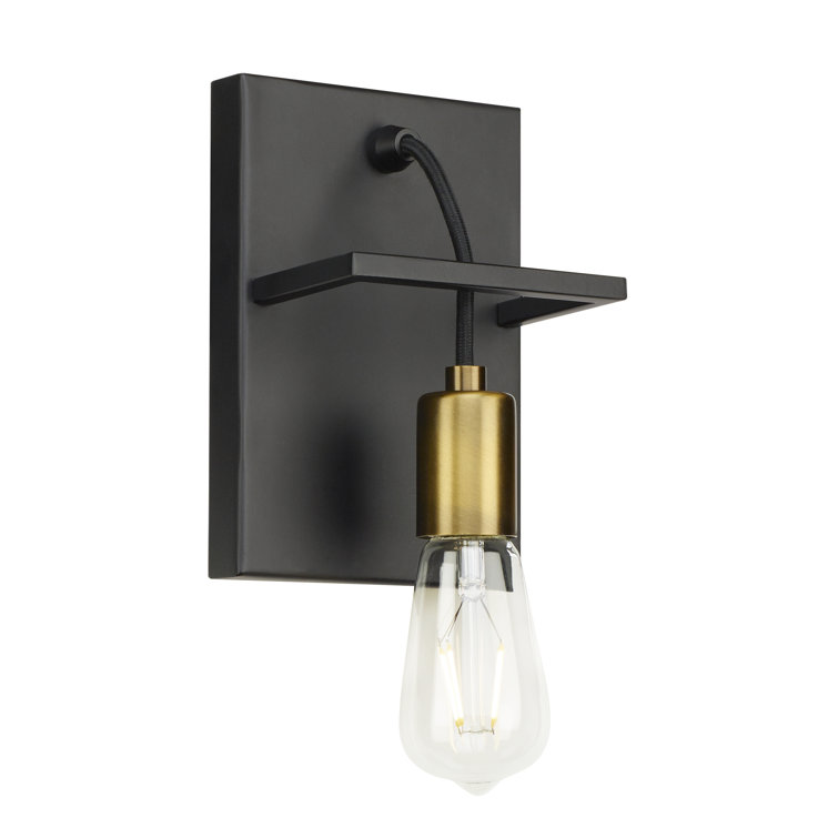 Tae 8" Contemporary Black and Aged Brass Dimmable Wall Sconce
