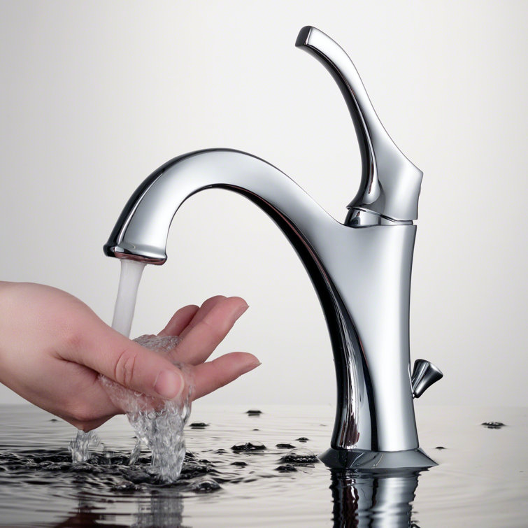 Arlo Chrome Single Handle Brass Bathroom Faucet with Lift Rod Drain