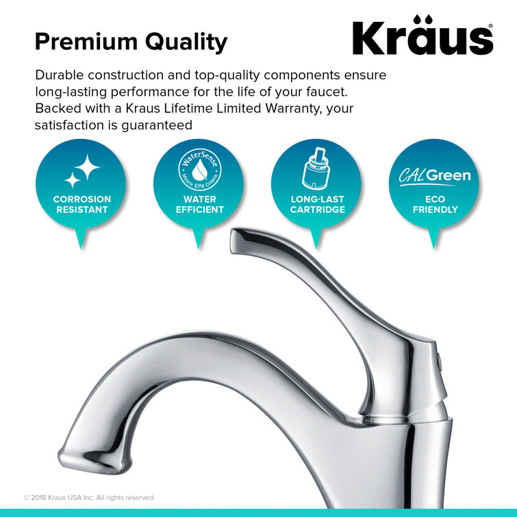 Arlo Chrome Single Handle Brass Bathroom Faucet with Lift Rod Drain