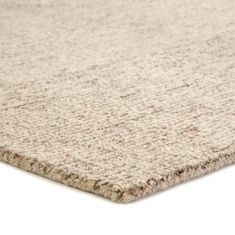 Britta Modern Hand-Tufted Wool Rectangular Rug in Solid White/Brown